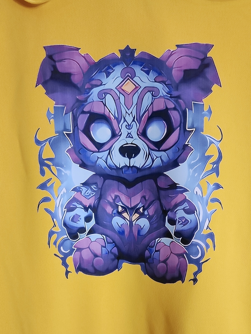 BEAST FASHION Yellow Tee with Purple Fantasy Character Print